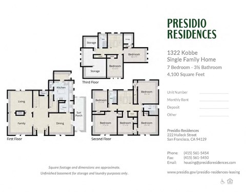 Floor plan for 7 beds, 3.5 baths, 4100 sqft